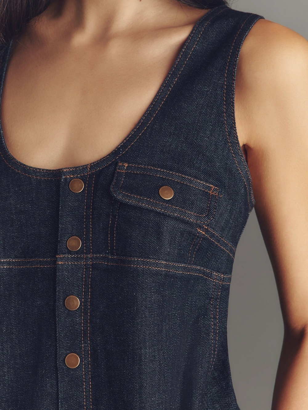 Pilcro Dark Blue Denim Button-Front Tank Dress - Picture 4 of 4
